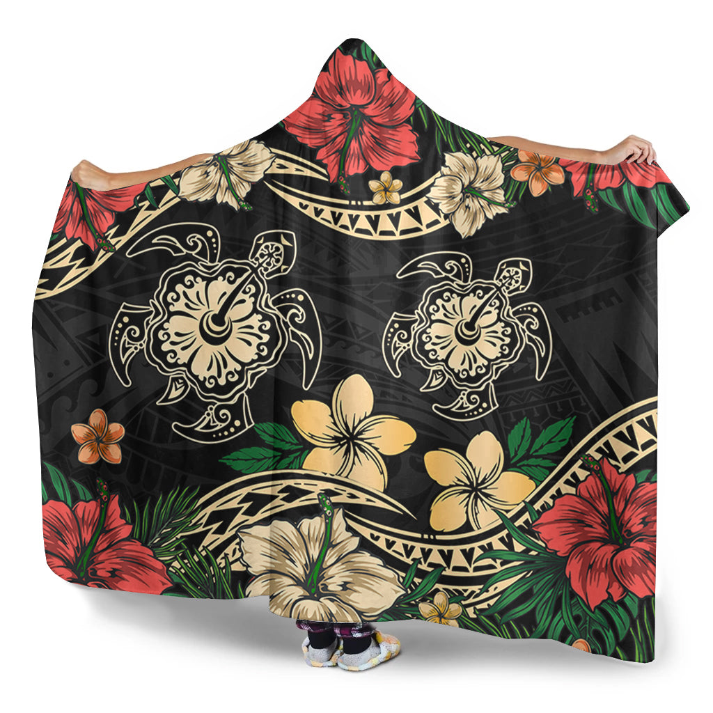 Hawaii Hooded Blanket Hawaiian Map Turtle Drawing Tattoo