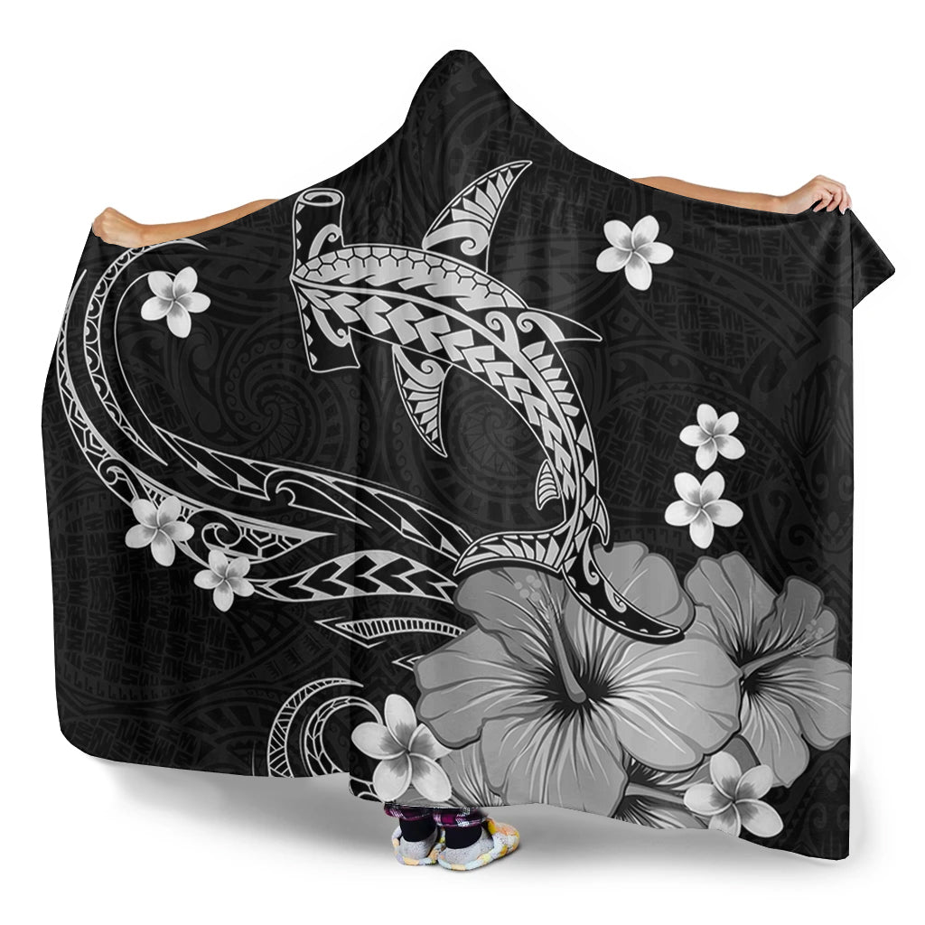 Hawaii Hooded Blanket Shark Polynesia Tribal Tattoo