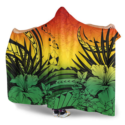 Hawaii Hooded Blanket Map Polynesian Tattoo Tropical Summer