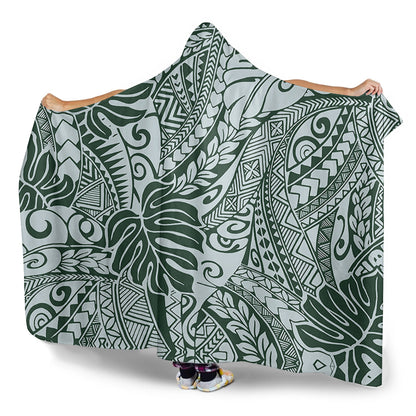 Hawaii Hooded Blanket Tribal Pattern Leaf