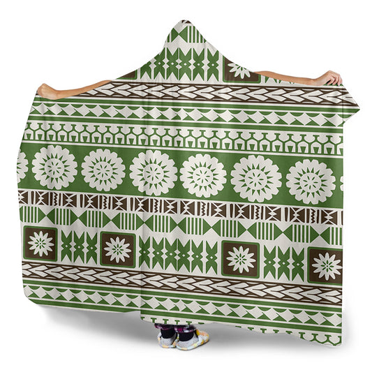 Fiji Hooded Blanket Tapa Pattern