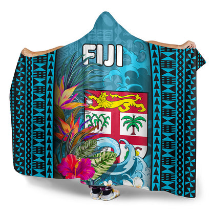 Fiji Hooded Blanket Bula Islands Wave Tropical