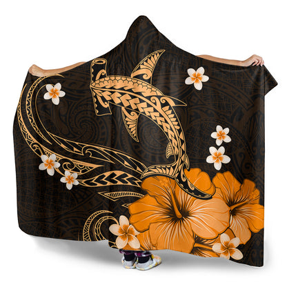 Hawaii Hooded Blanket Shark Polynesia Tribal Tattoo