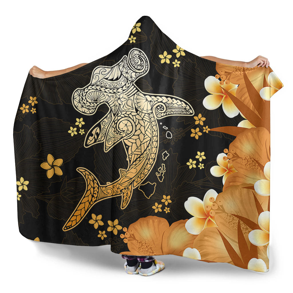 Hawaii Hooded Blanket Tribal Polynesia Shark Tattoo