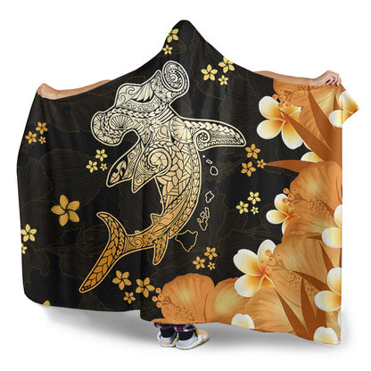 Hawaii Hooded Blanket Tribal Polynesia Shark Tattoo