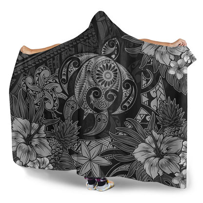 Hawaii Hooded Blanket Tribal Polynesia Sea Turtle Design Pacific Dream