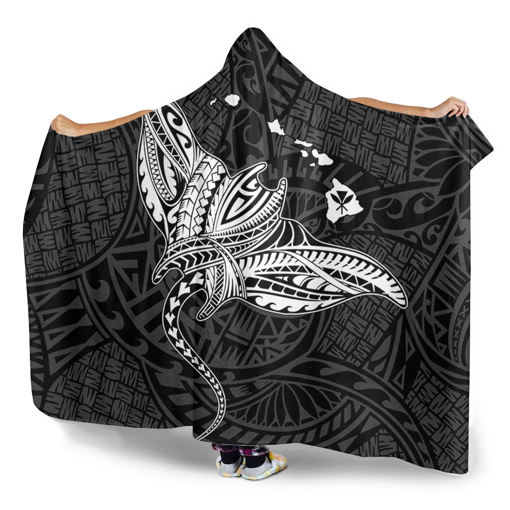 Hawaii Hooded Blanket Hawaiian Map Polynesian Tribal Ray Tattoo