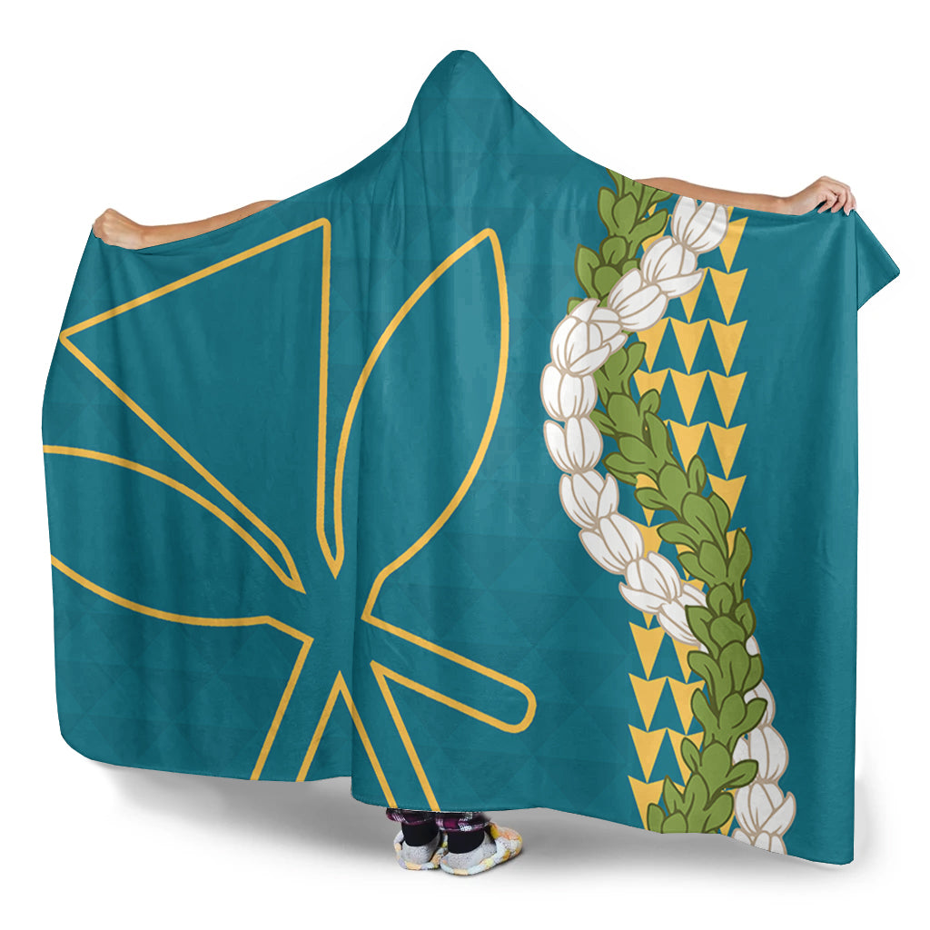 Hawaii Hooded Blanket Kanaka Maoli Puakenikeni Maile Flower Lei