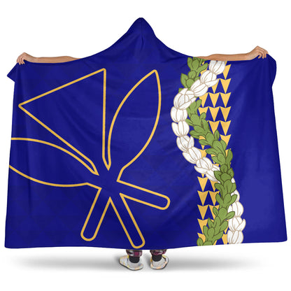 Hawaii Hooded Blanket Kanaka Maoli Puakenikeni Maile Flower Lei