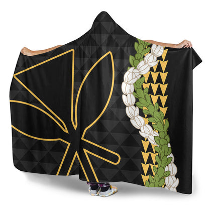 Hawaii Hooded Blanket Kanaka Maoli Puakenikeni Maile Flower Lei