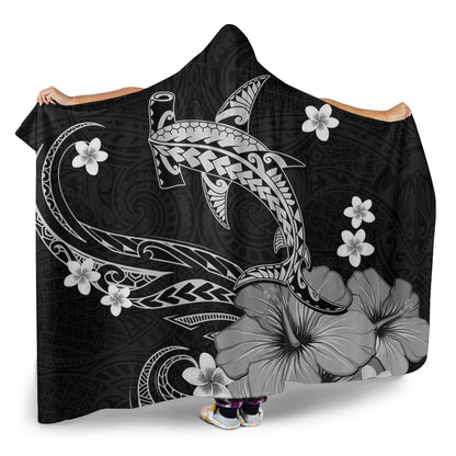 Hawaii Hooded Blanket Shark Polynesia Tribal Tattoo