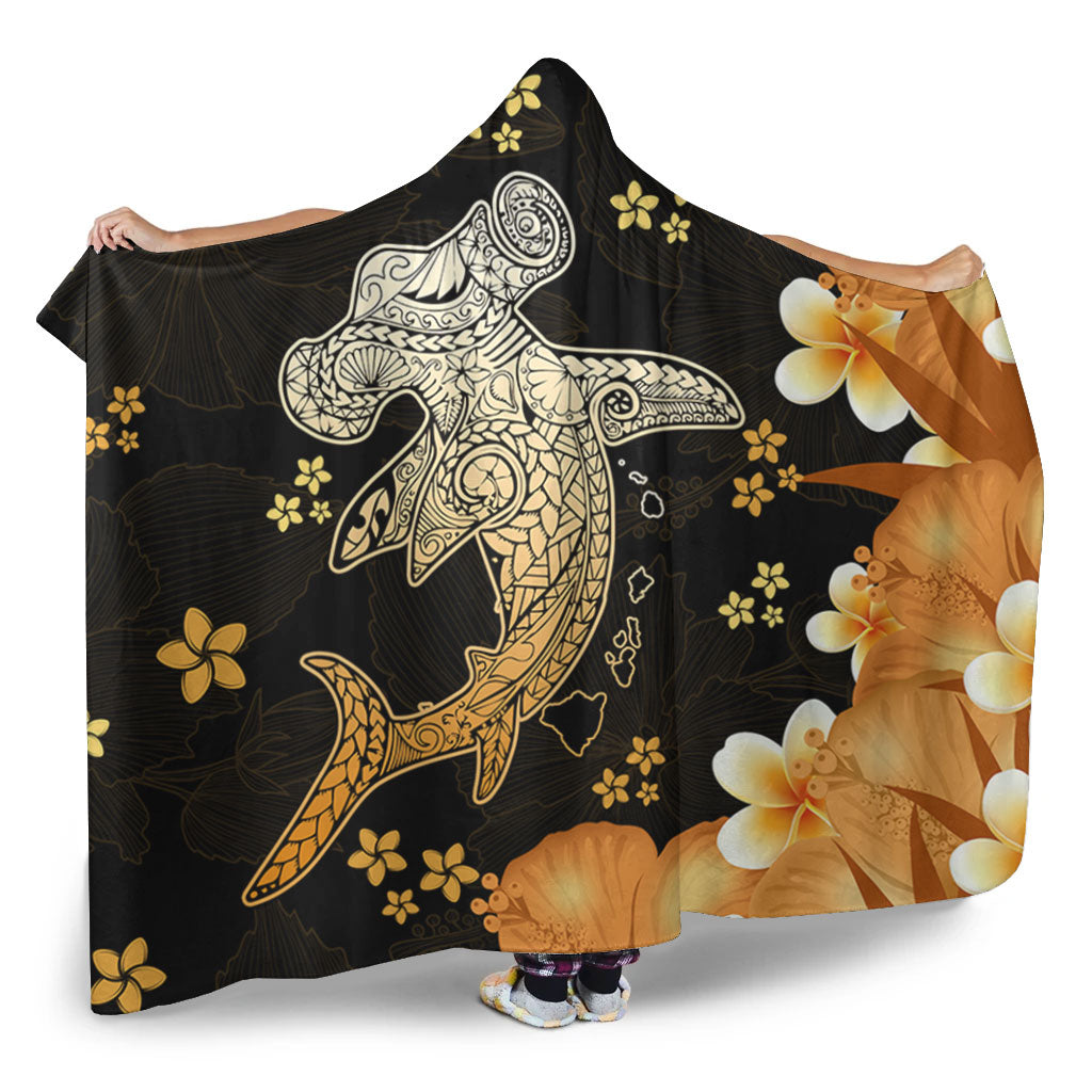 Hawaii Hooded Blanket Tribal Polynesia Shark Tattoo