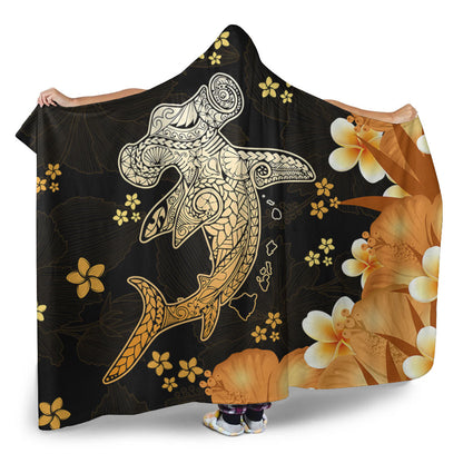 Hawaii Hooded Blanket Tribal Polynesia Shark Tattoo