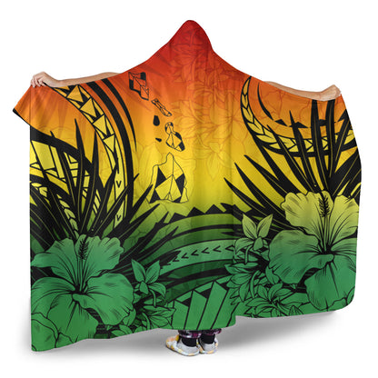 Hawaii Hooded Blanket Map Polynesian Tattoo Tropical Summer