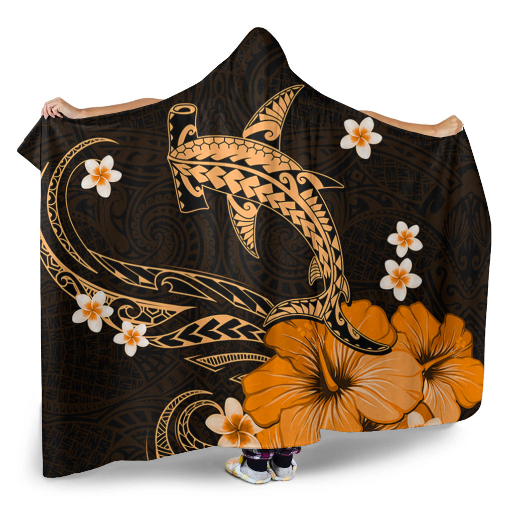 Hawaii Hooded Blanket Shark Polynesia Tribal Tattoo