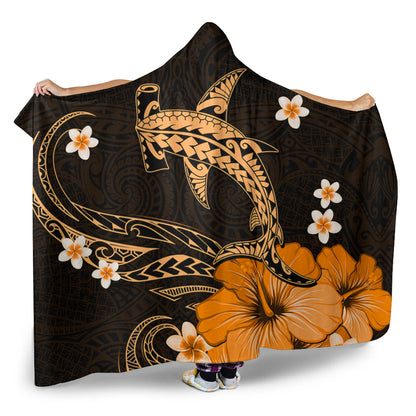 Hawaii Hooded Blanket Shark Polynesia Tribal Tattoo