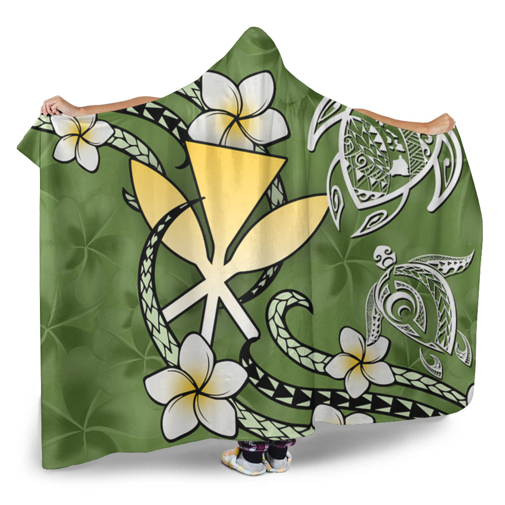 Hawaii Hooded Blanket Kanaka And Turtle Map Plumeria Polynesia