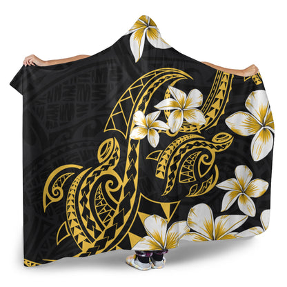 Hawaii Hooded Blanket Polynesian Tribal Tattoo Plumeria Flower