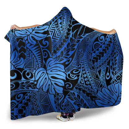 Hawaii Hooded Blanket Tribal Polynesian Pattern Leaf