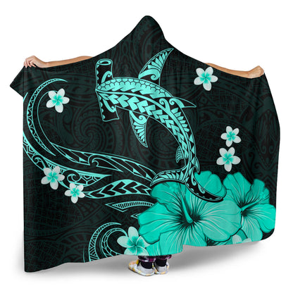 Hawaii Hooded Blanket Shark Polynesia Tribal Tattoo