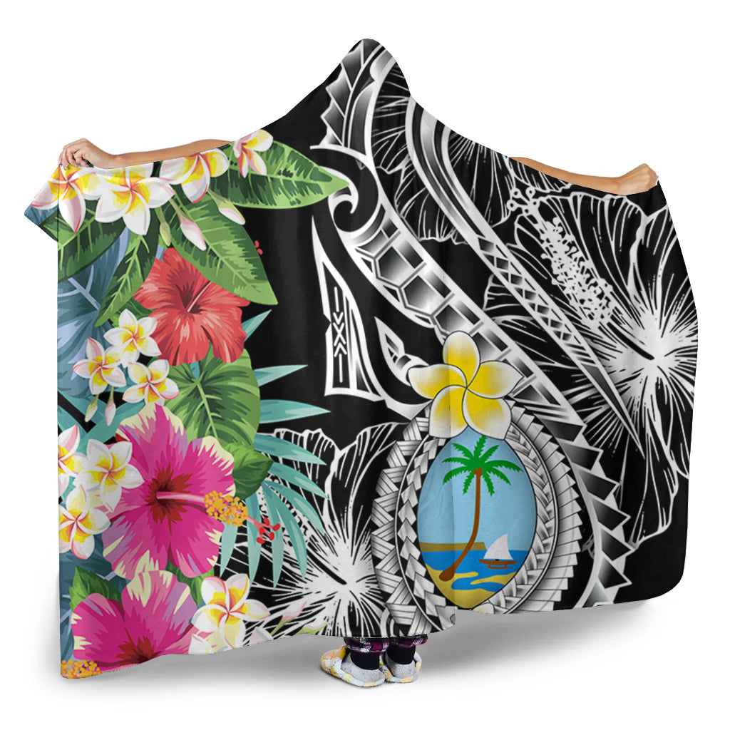 Guam Hooded Blanket Summer Plumeria Tribal Tattoo