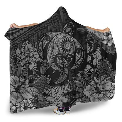 Hawaii Hooded Blanket Tribal Polynesia Sea Turtle Design Pacific Dream