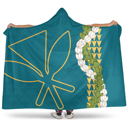 Hawaii Hooded Blanket Kanaka Maoli Puakenikeni Maile Flower Lei