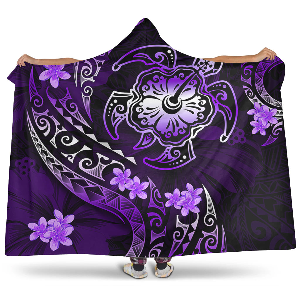 Hawaii Hooded Blanket Kanaka Maoli Map With Turtle Tribal Polynesia Tattoo Luxury Design