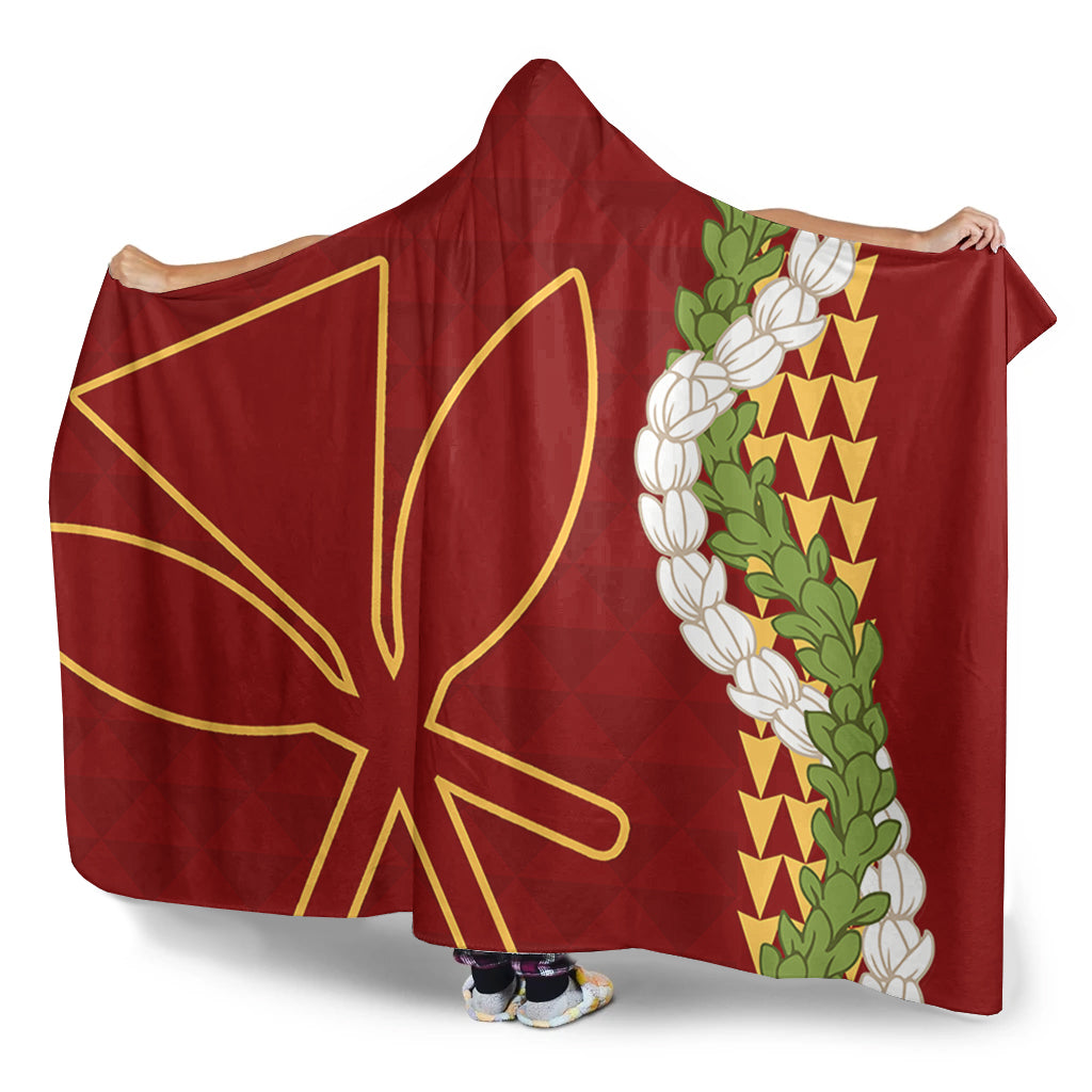 Hawaii Hooded Blanket Kanaka Maoli Puakenikeni Maile Flower Lei