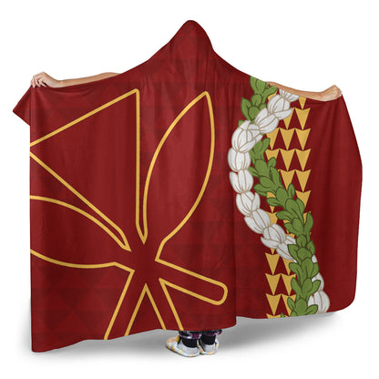 Hawaii Hooded Blanket Kanaka Maoli Puakenikeni Maile Flower Lei