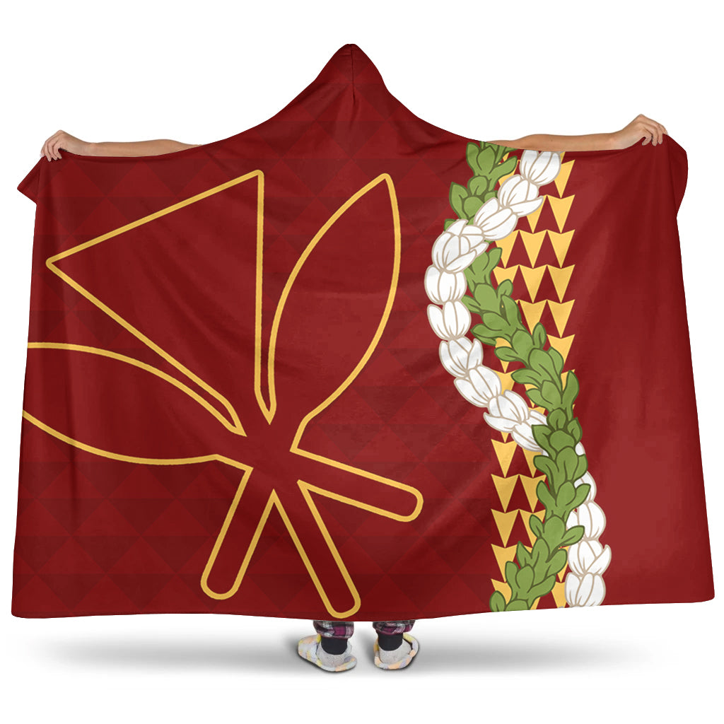Hawaii Hooded Blanket Kanaka Maoli Puakenikeni Maile Flower Lei
