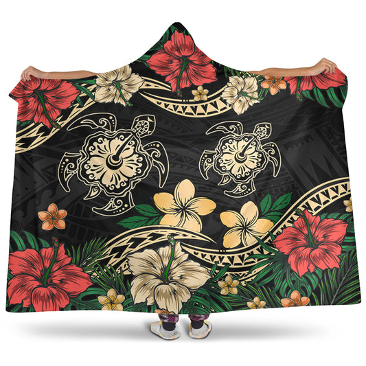 Hawaii Hooded Blanket Hawaiian Map Turtle Drawing Tattoo