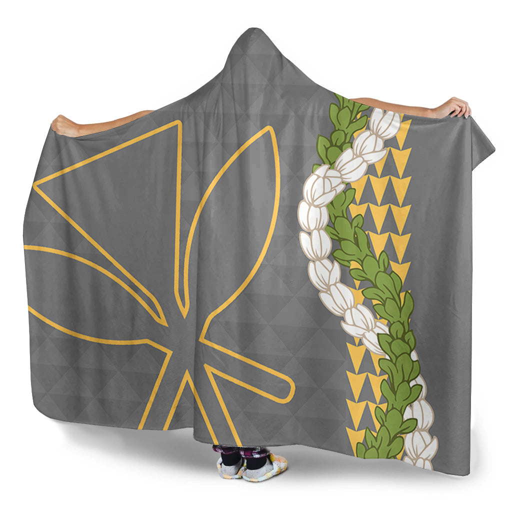 Hawaii Hooded Blanket Kanaka Maoli Puakenikeni Maile Flower Lei