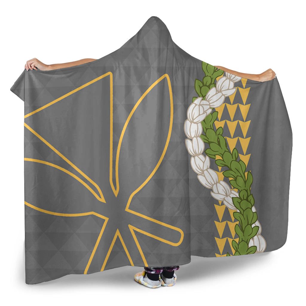 Hawaii Hooded Blanket Kanaka Maoli Puakenikeni Maile Flower Lei