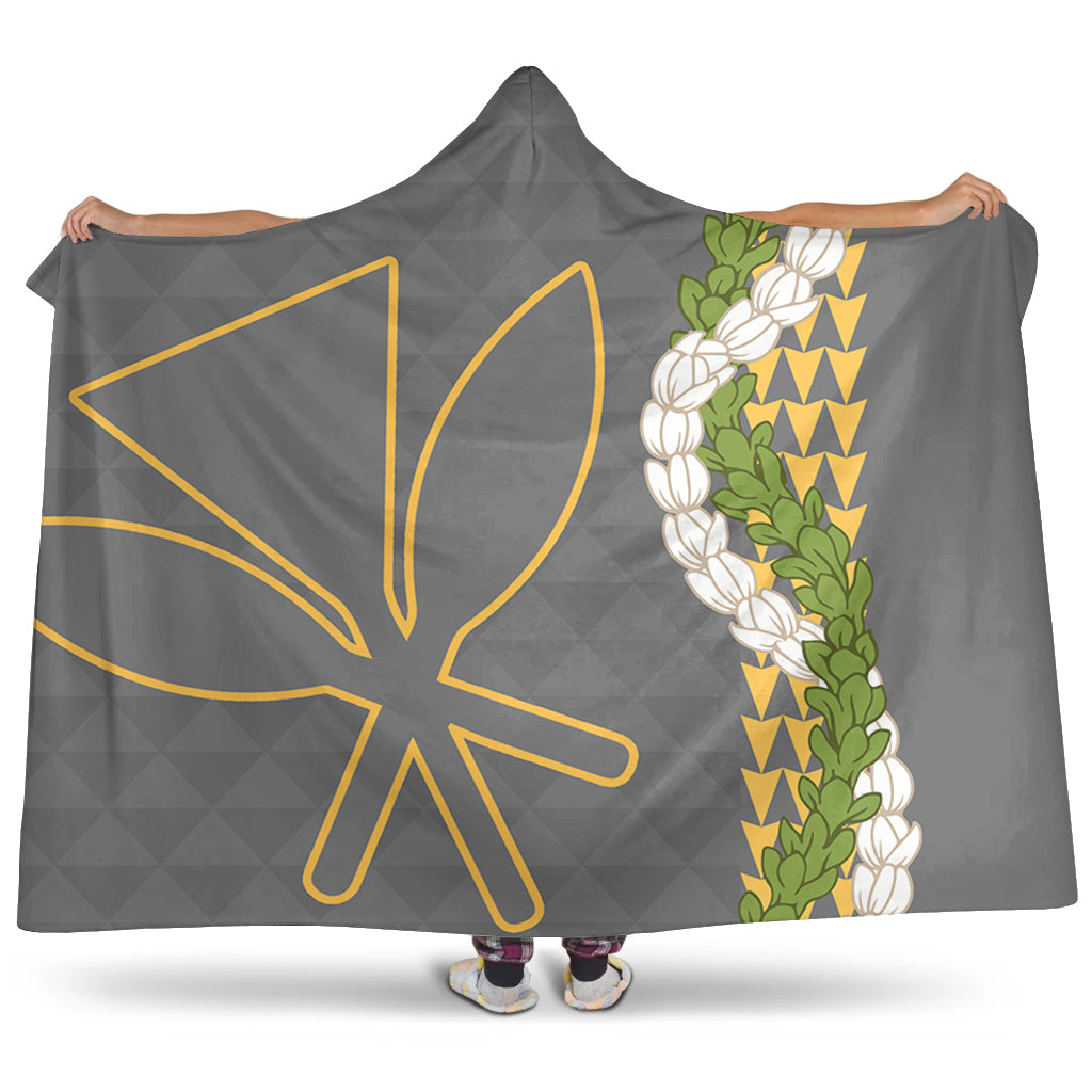 Hawaii Hooded Blanket Kanaka Maoli Puakenikeni Maile Flower Lei
