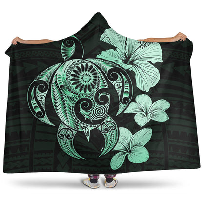 Hawaii Hooded Blanket Hibiscus Plumeria Mix Polynesian Turtle