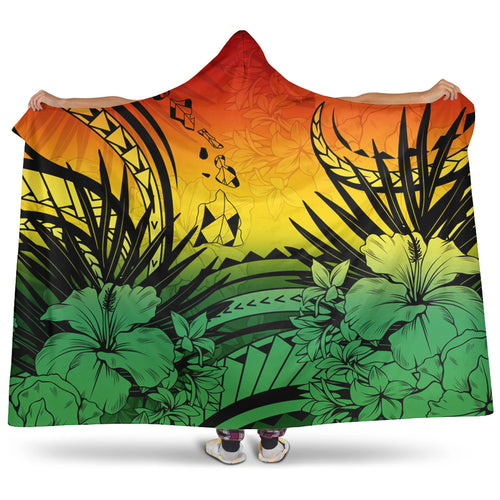 Hawaii Hooded Blanket Map Polynesian Tattoo Tropical Summer