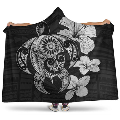 Hawaii Hooded Blanket Hibiscus Plumeria Mix Polynesian Turtle