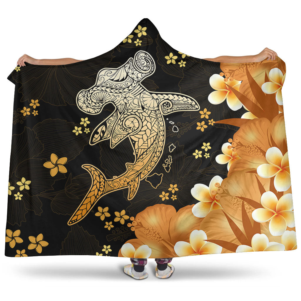 Hawaii Hooded Blanket Tribal Polynesia Shark Tattoo