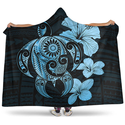 Hawaii Hooded Blanket Hibiscus Plumeria Mix Polynesian Turtle
