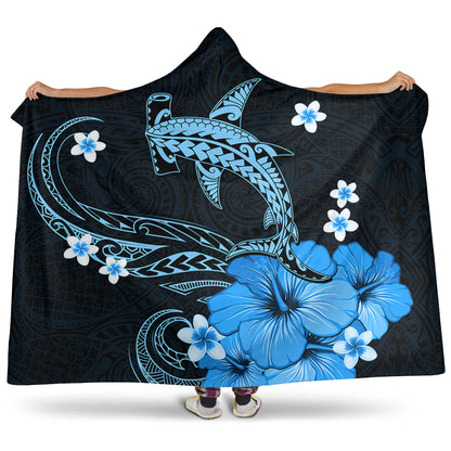 Hawaii Hooded Blanket Shark Polynesia Tribal Tattoo
