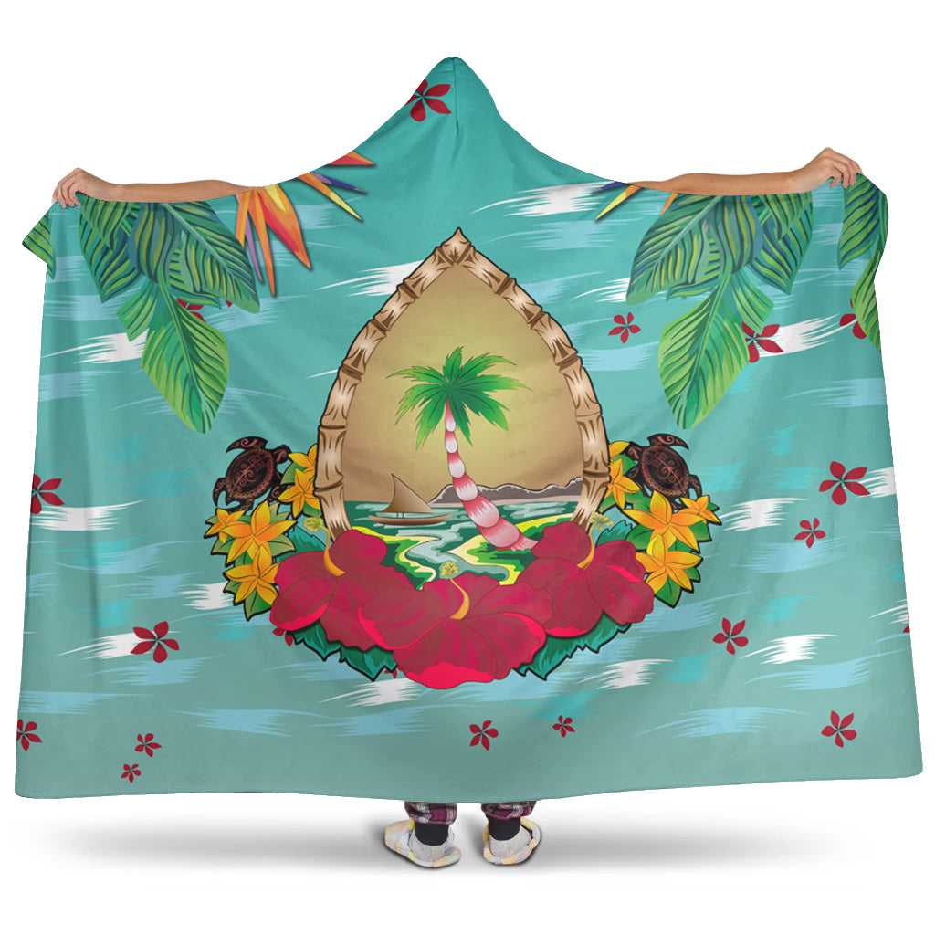Guam Hooded Blanket Latte Stones Hibiscus