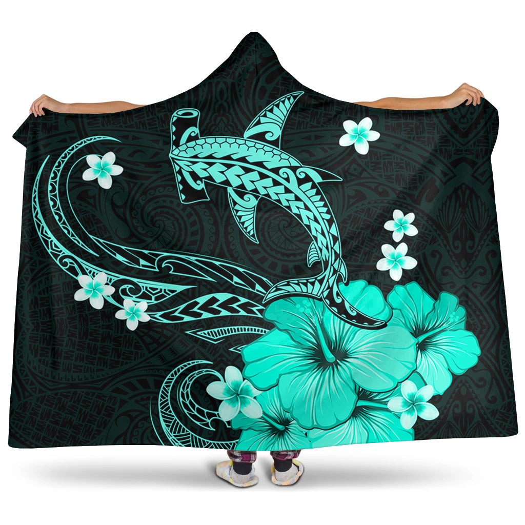 Hawaii Hooded Blanket Shark Polynesia Tribal Tattoo