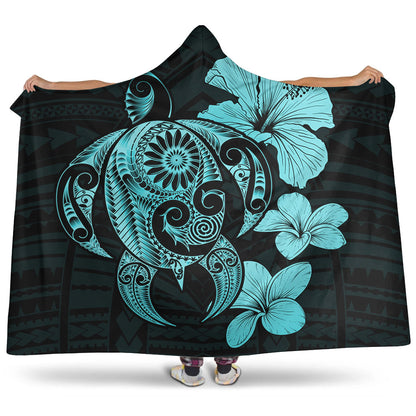 Hawaii Hooded Blanket Hibiscus Plumeria Mix Polynesian Turtle