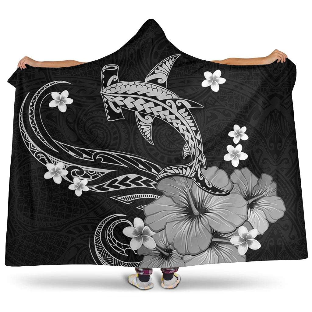 Hawaii Hooded Blanket Shark Polynesia Tribal Tattoo