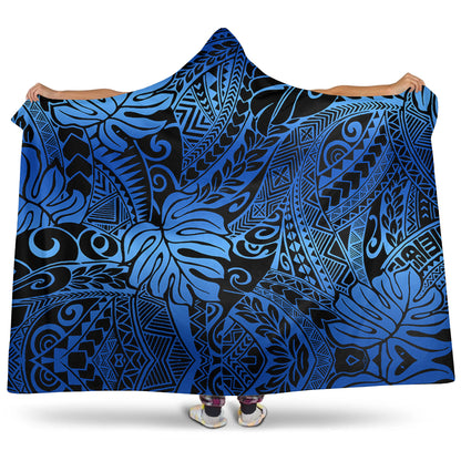 Hawaii Hooded Blanket Tribal Polynesian Pattern Leaf