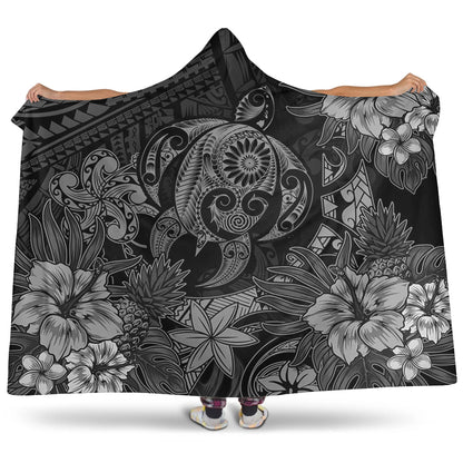 Hawaii Hooded Blanket Tribal Polynesia Sea Turtle Design Pacific Dream