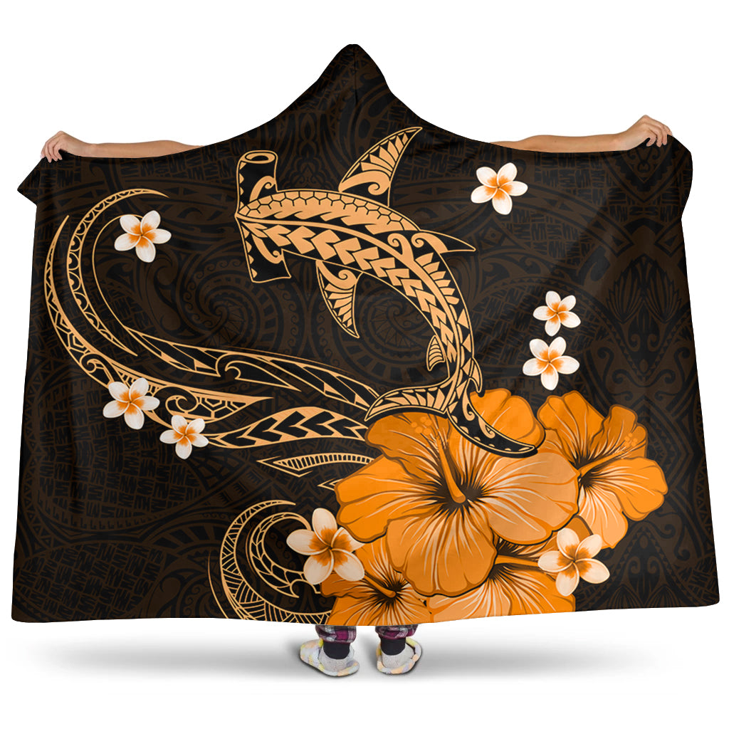 Hawaii Hooded Blanket Shark Polynesia Tribal Tattoo