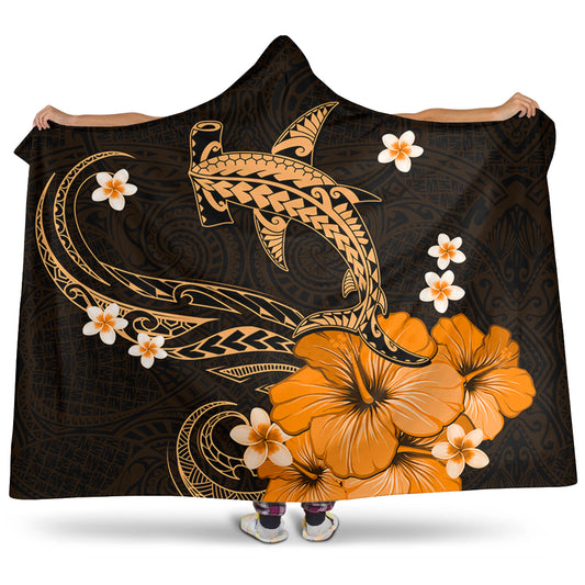 Hawaii Hooded Blanket Shark Polynesia Tribal Tattoo