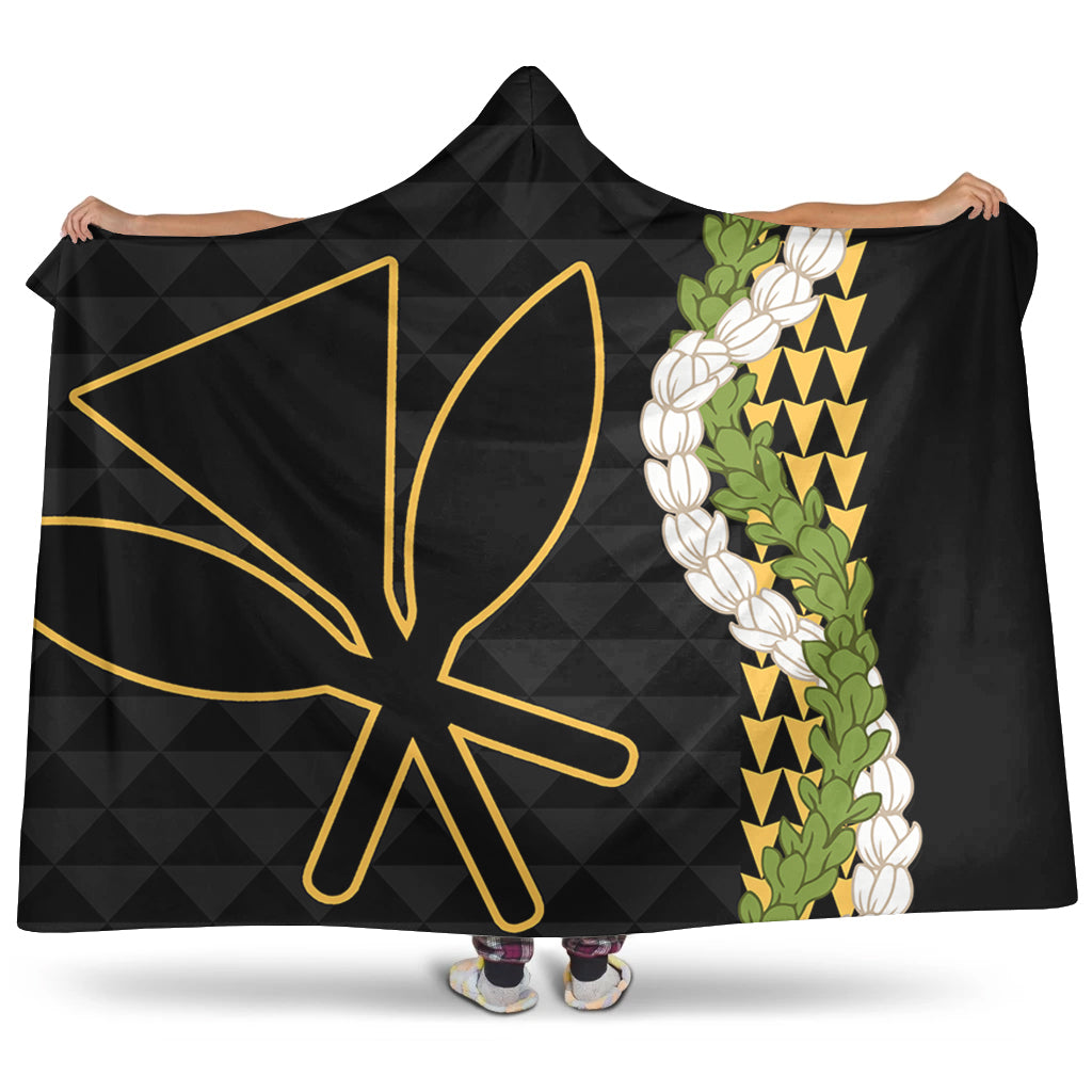 Hawaii Hooded Blanket Kanaka Maoli Puakenikeni Maile Flower Lei